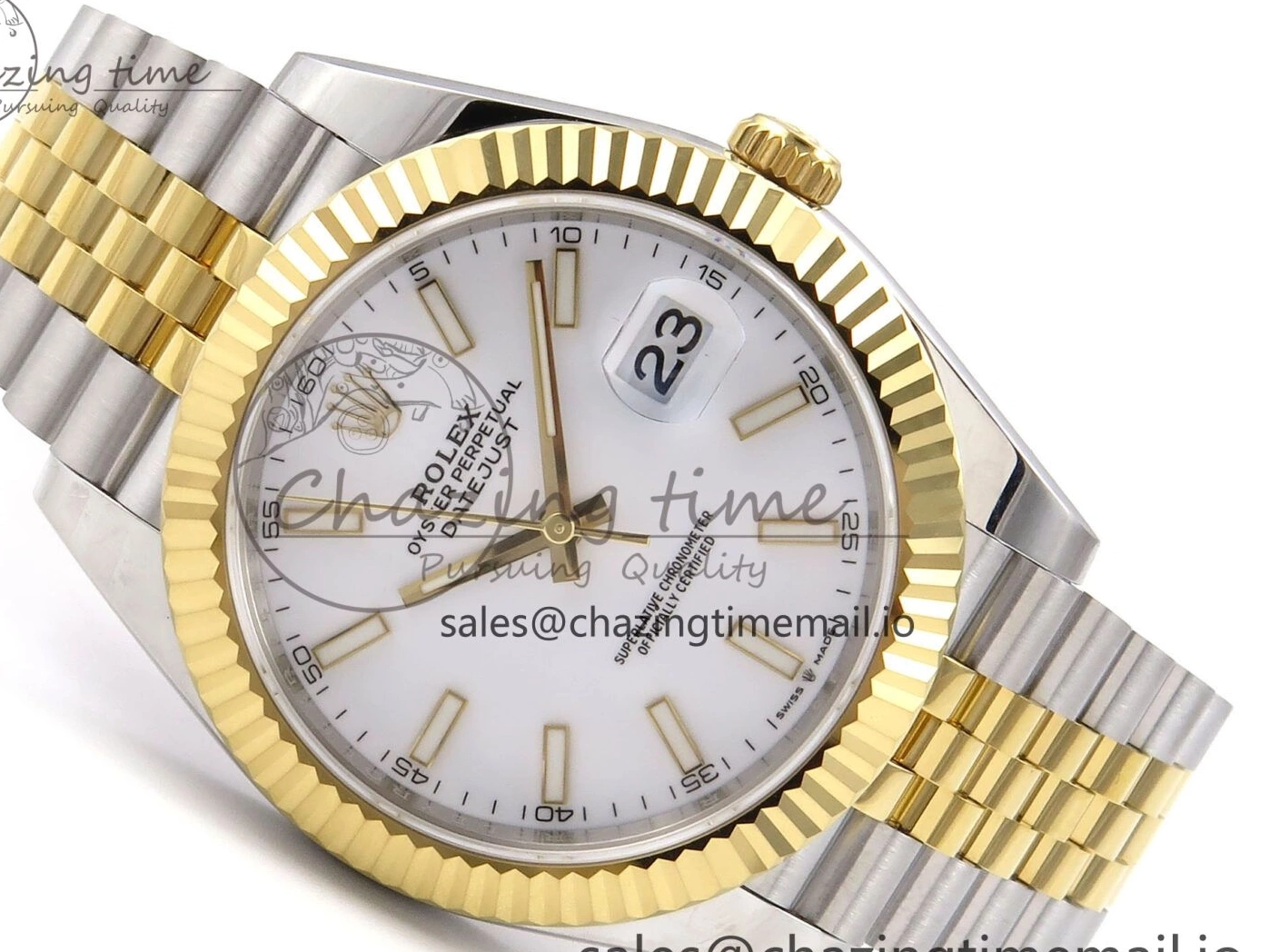 SS Best 41 Bracelet EWEF Stick DateJust Dial Jubilee A3235 White on Edition 126333 YG 0305
